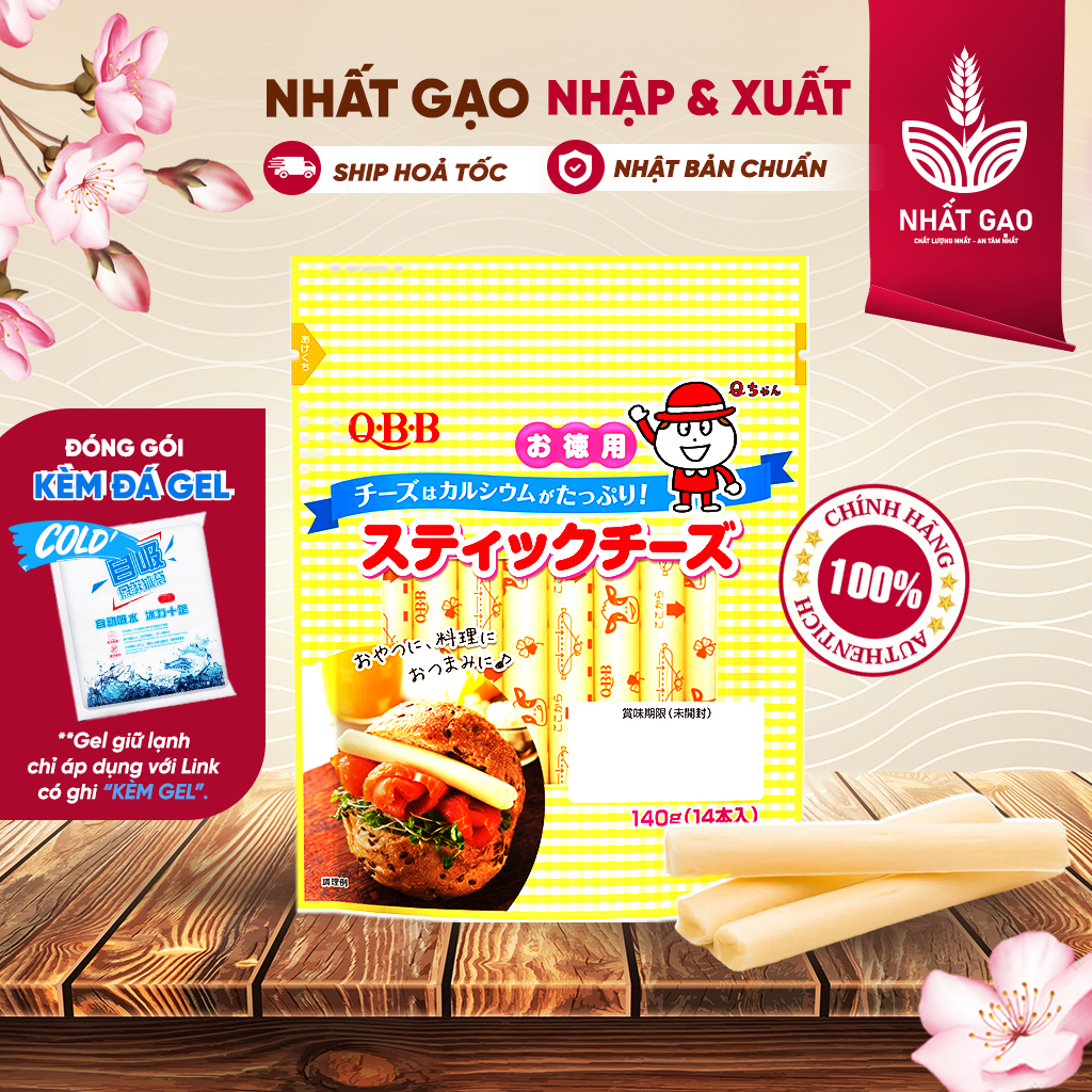 [Date T11/2026] Phô Mai que ăn liền Vị SỮA MẶN KHÔNG ĐƯỜNG Cao Cấp QBB Nhật Bản