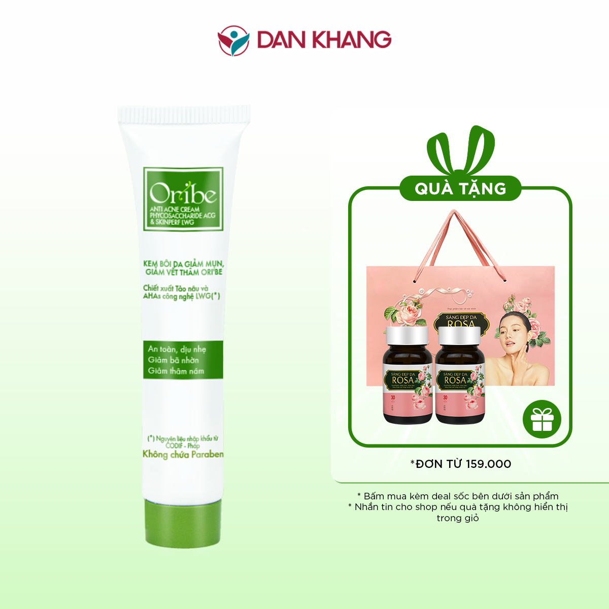 Kem Giảm Mụn Mờ Thâm Liền Sẹo Chiết xuất tảo nâu từ Pháp Oribe Anti Acne Cream - Tuýp 20g