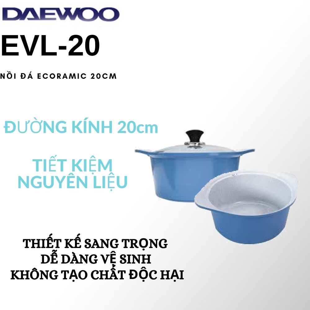 Nồi đá ecoramic evl-20 màu xanh - hàng chính hãng
