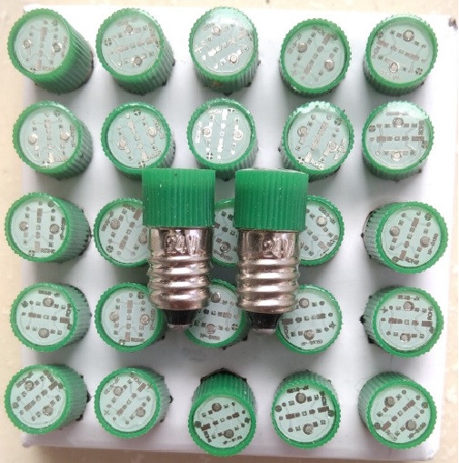 BÓNG LED 24V DC/AC ĐUÔI XOÁY 10MM E10 MÀU XANH