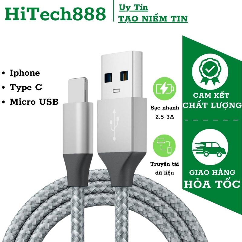 [1-3Met] Dây sạc lphon, samsung, oppo, xiaomi...,Cáp sạc Lining, Type C, Micro USB thiết kế dây bện dù siêu bền A091