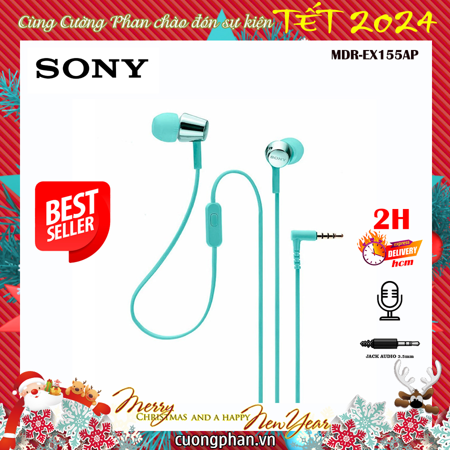 Tai Nghe Nhét Tai Có Mic Sony EX155AP - Hàng Chính Hãng Sony Việt Nam. Bảo Hành 12 Tháng Tại Tất Cả TTBH Sony Toàn Quốc