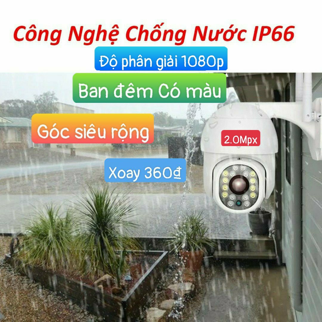Camera PTZ Yoosee Ngoài trời 2.0Mpx (1080px), Xoay 360đ chống nước, Ban đêm có màu, báo động chống trộm