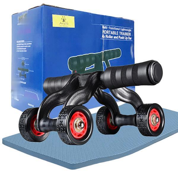 Con lăn tập cơ bụng 4 bánh xe(Tặng thảm LÓT GỐI)