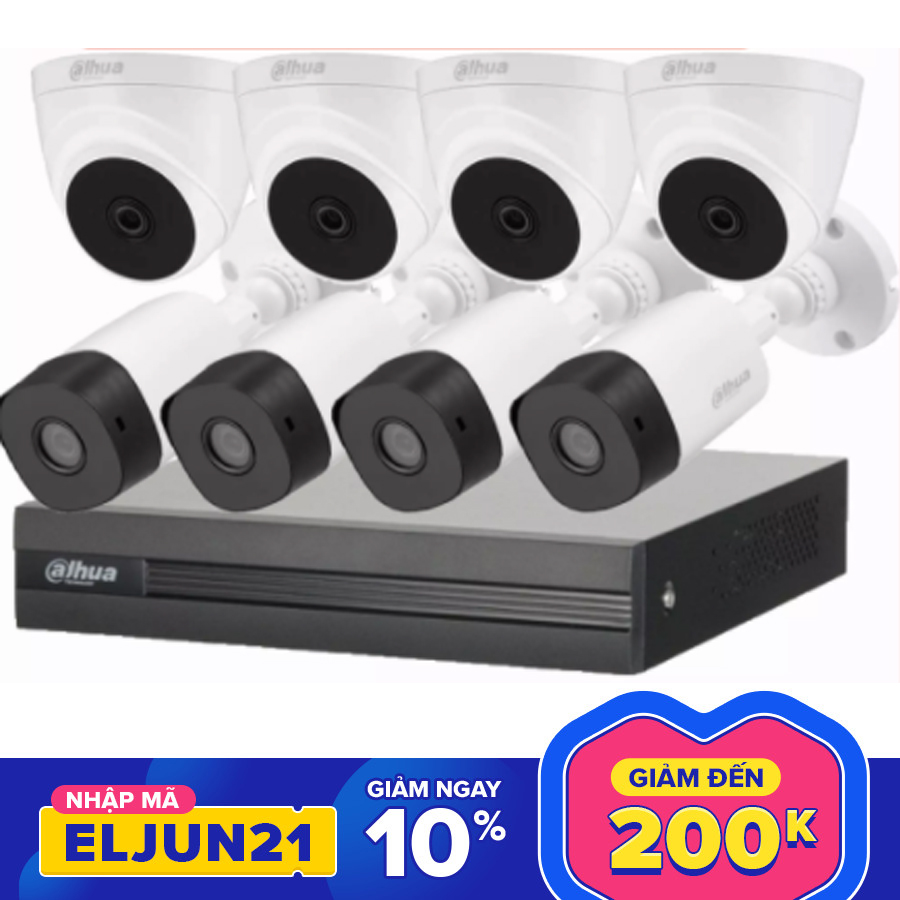 Trọn bộ 8 camera quan sát dahua 2.0 megapixel full hd 1080p + hdd 500g + đầy đủ phụ kiện.