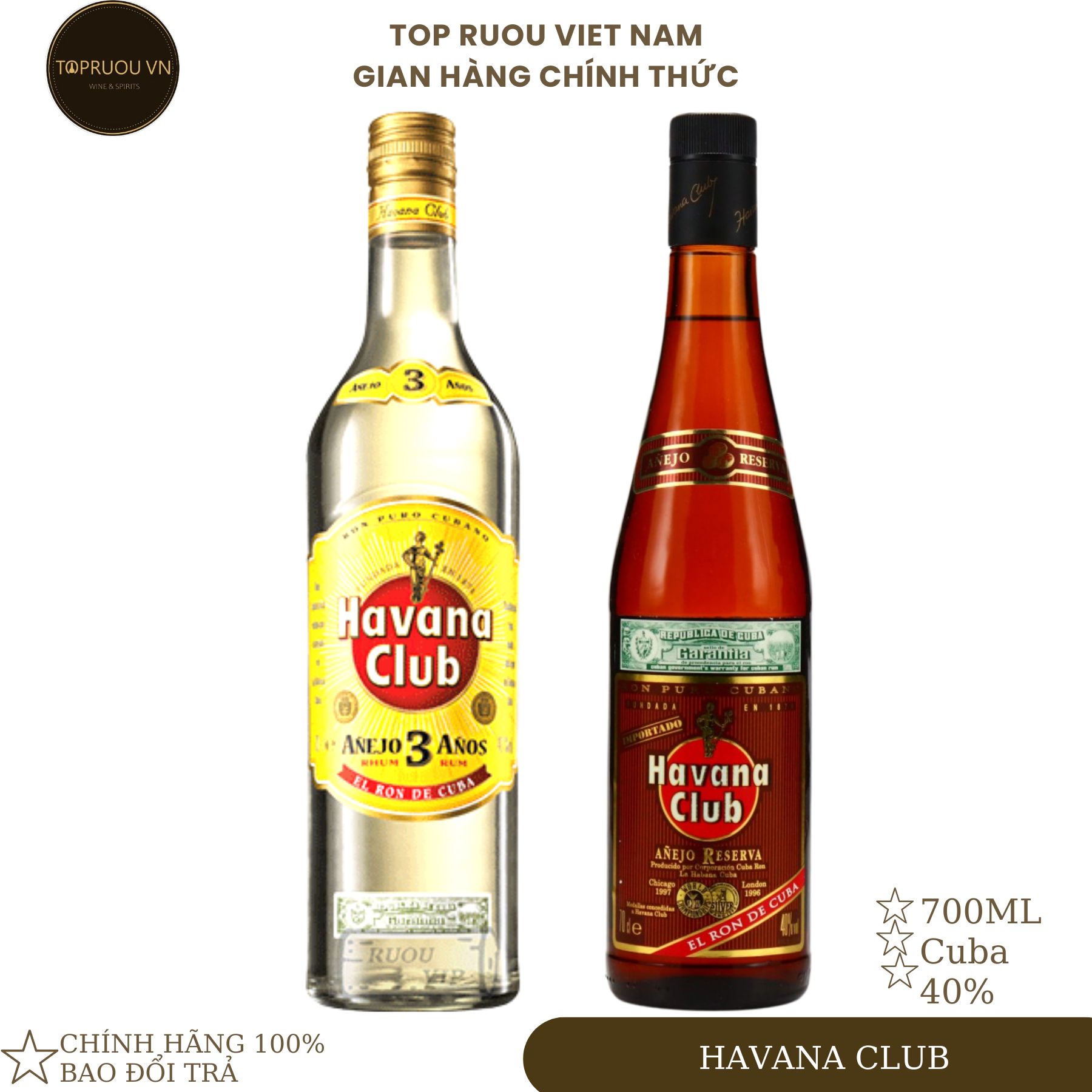 [Top Rượu VN] Rượu Rum Havana Club - Havana Anejo Reserva 700ml [Chính Hãng]