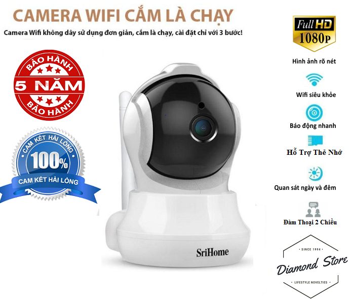 Camera ip wifi srihome sh020 xoay 360° đàm thoại 2 chiều