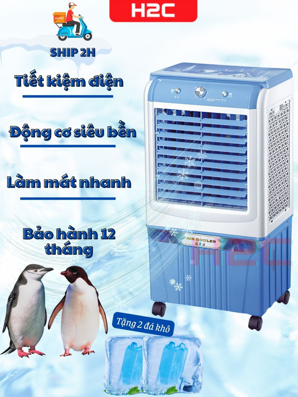 Quạt Điều Hoà Hơi Nước 45L,80L Nineshield HS588A, Quạt Hơi Nước Phun Sương Tạo Ẩm Tự Động Chính Hãng- Bảo Hành 12 Tháng - Top Đồ Gia Dụng