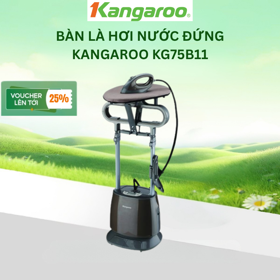 Bàn là hơi nước đứng Kangaroo KG75B11 - 5 chế độ - Mặt đế ceramic chống dính - Hàng chính hãng