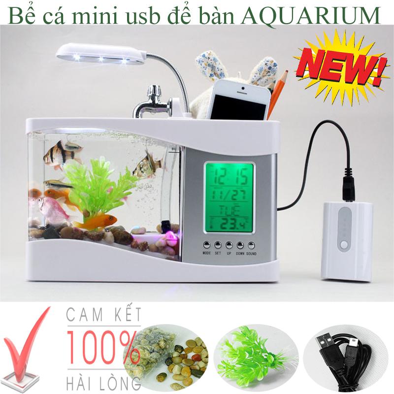 Bể cá, bể cá cảnh đẹp, bể cá cảnh , bể cá phong thủy mini có đèn led -Bể cá mini usb để bàn AQUARIUM cao cấp nhỏ gọn để bàn làm việc đẹp Bh uy tín 12 tháng