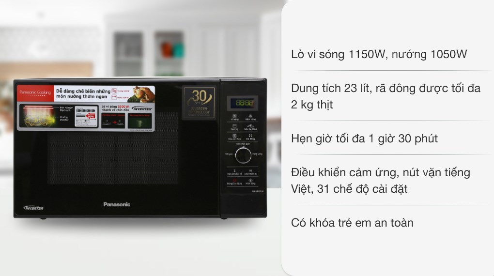 Lò vi sóng inverter có nướng panasonic palm nn gd37hbyue hàng chính hãng
