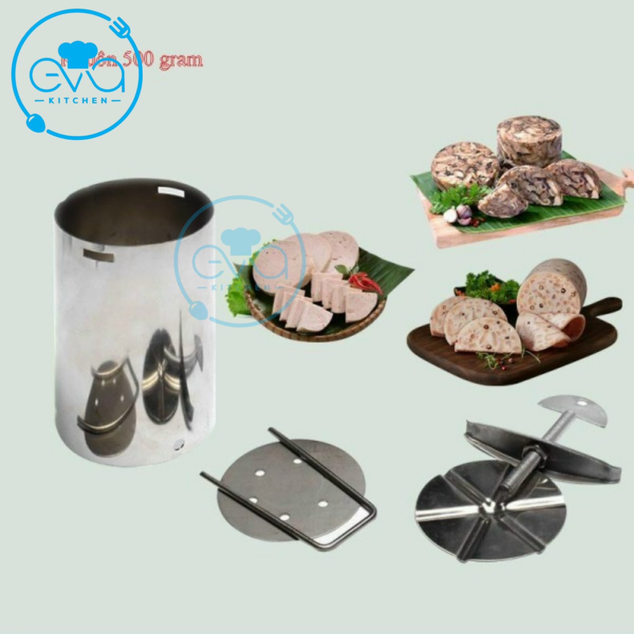 Khuôn làm giò thủ chả lụa bằng inox 0.5 kg