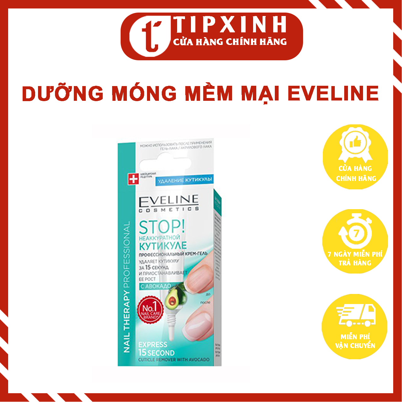 Dưỡng móng Eveline giúp làm sạch lớp biểu bì với bơ Nail Therapy Professional Eveline - 12 ml
