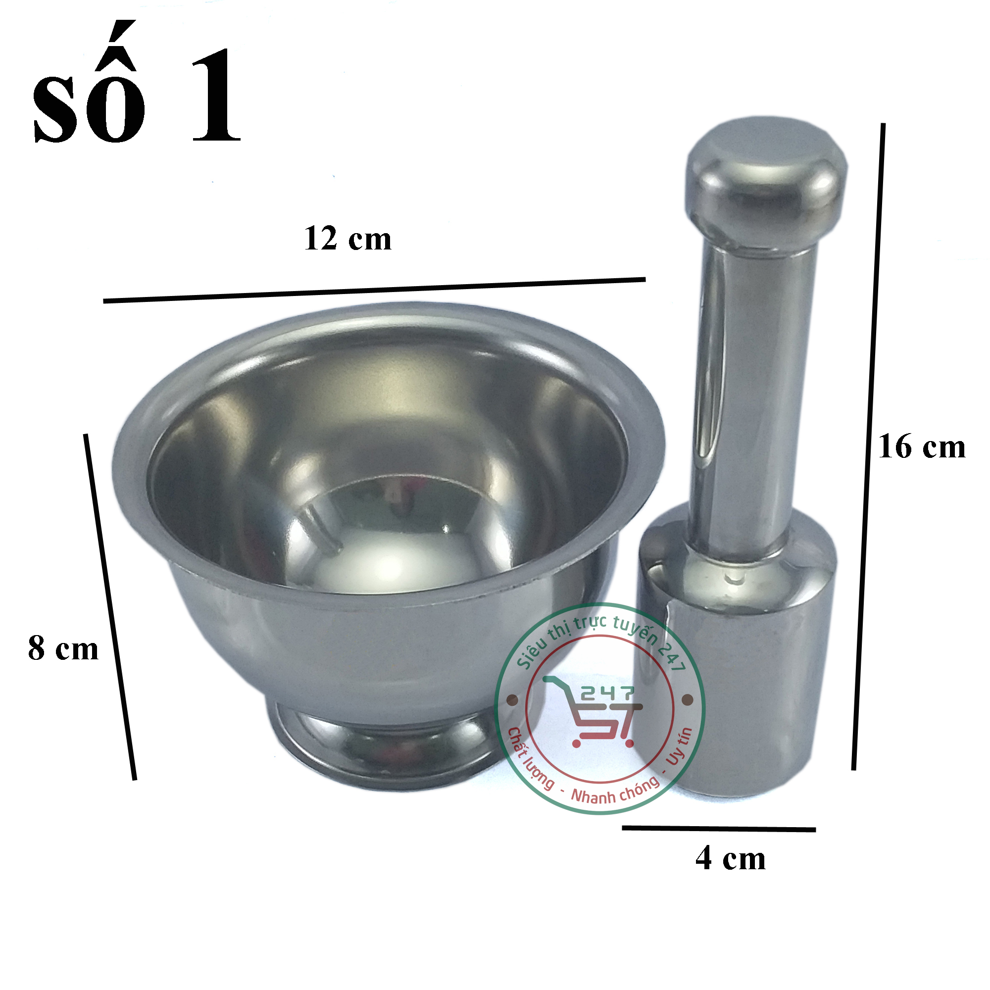 [HCM]Bộ Cối chày inox đủ size từ 1234