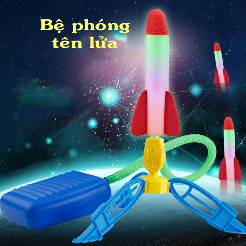 Bộ đồ chơi bệ phóng tên lửa hành trình cho bé, Tên lửa kèm đèn giúp bé vận động phát triển tư duy