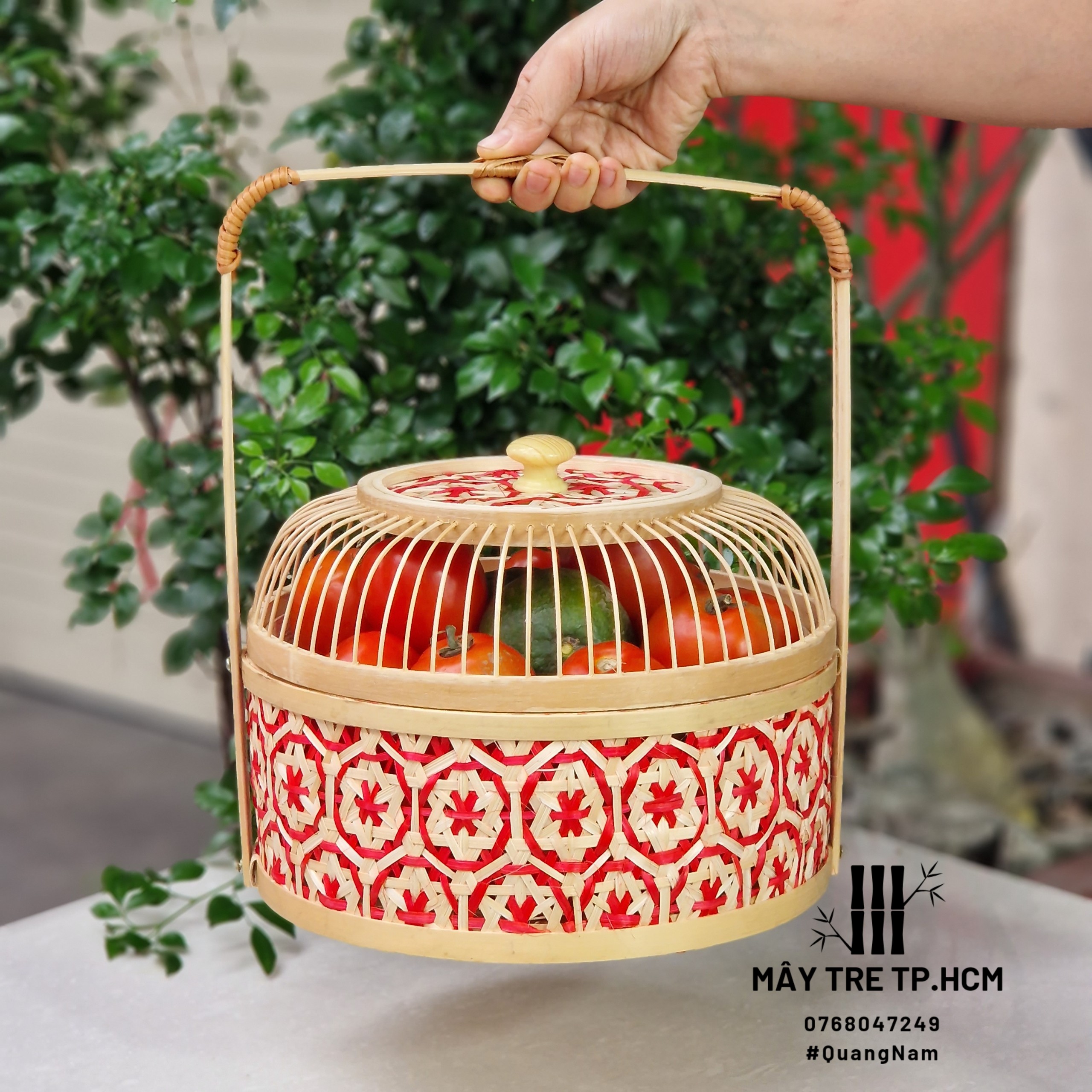 Hộp quà mây tre, hộp quà thủ công, hộp quà lồng chim xâu hoa cao cấp, hộp quà tặng, giỏ tre hộp quà trái cây