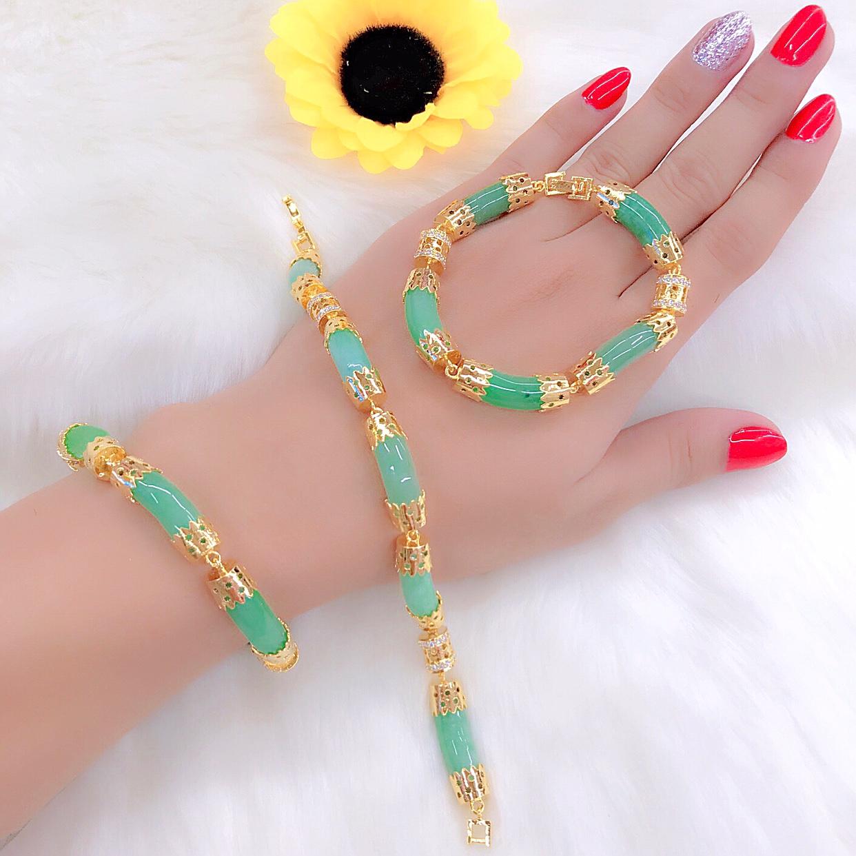 Lắc tay cẩm thạch  mạ vàng 18k