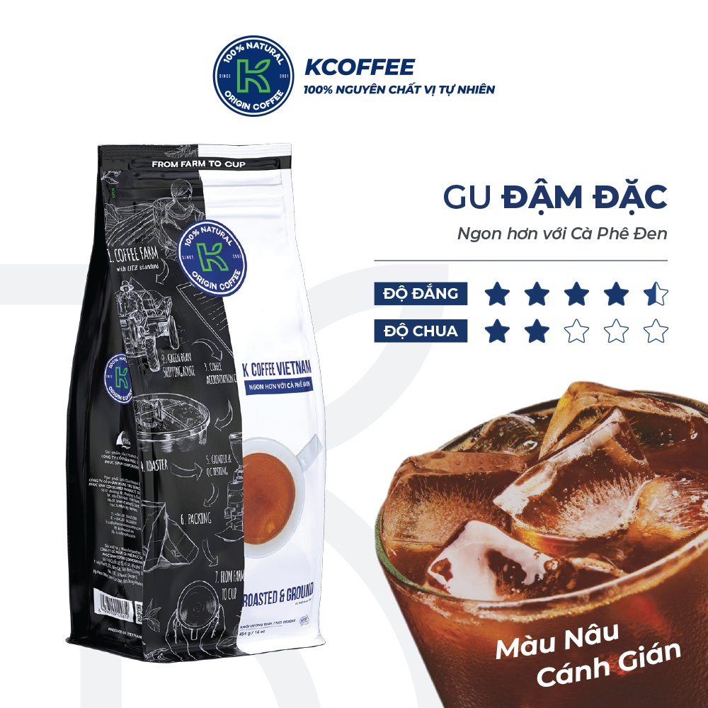 Giao Nhanh HCM Cà Phê Rang Xay K Coffee VietNam Wake-Up 454g Gói