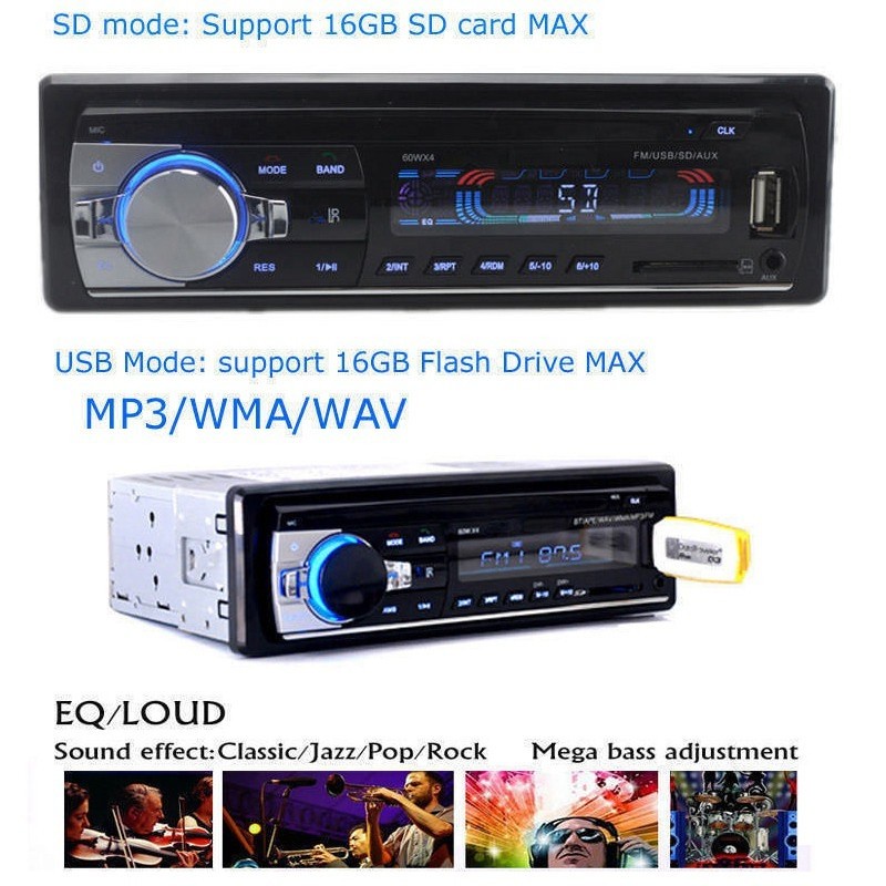 Đầu nghe nhạc MP3 Bluetooth ô tô xe tải 12V JSD 530 MP3 WMA WAV USB FM JSD 520