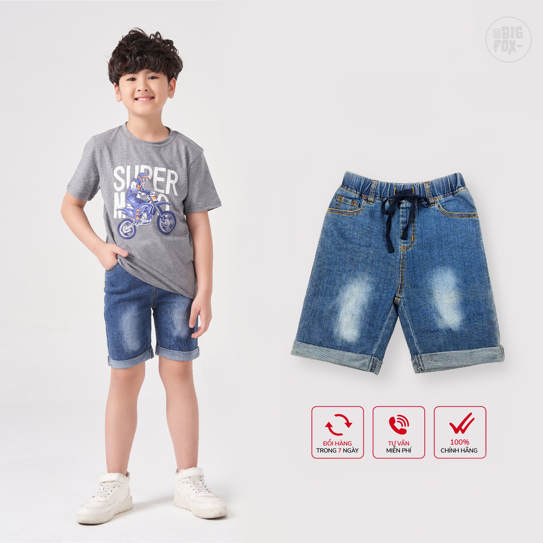 Quần Short Bé Trai BIGFOX Quần Sooc Cho Bé Chất Bò Jean Size Đại 5-15