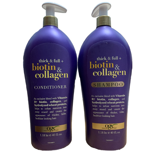 CẶP DẦU GỘI và DẦU XẢ CHỐNG RỤNG KÍCH MỌC TÓC Biotin Collagen  THICK & FULL của OGX MỸ mỗi chai 1180ml