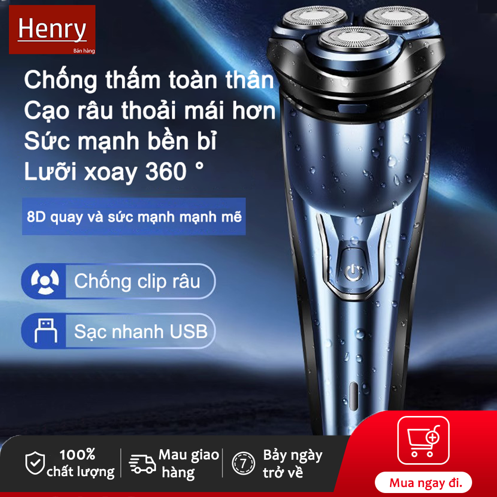 Henry Máy cạo râu điện Máy cạo râu tự động mới thông minh Toàn thân không thấm nước 1 giờ sạc nhanh