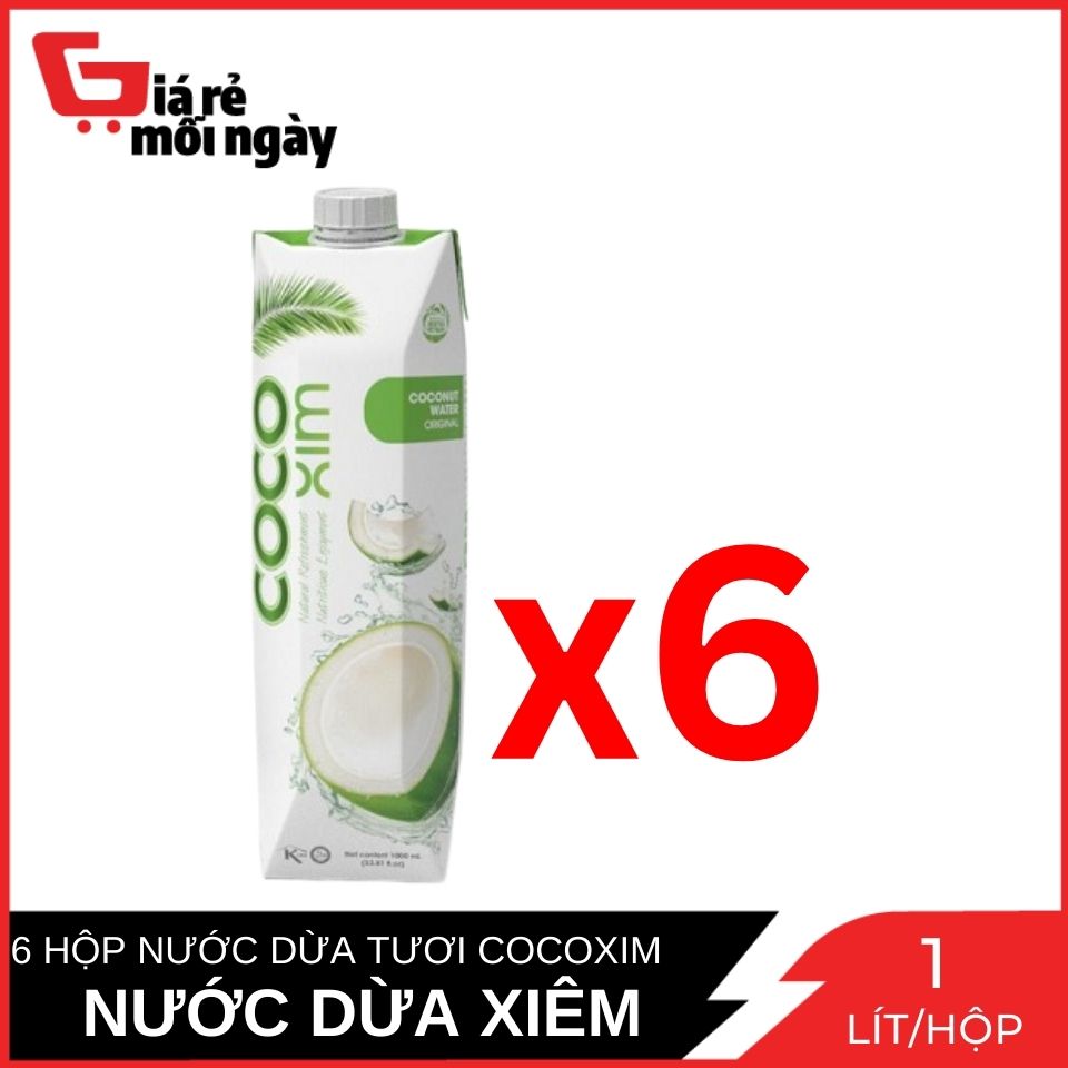 Combo 6 Hộp Nước Dừa CoCoXim Nước Dừa Xiêm Xanh 1000ml x6