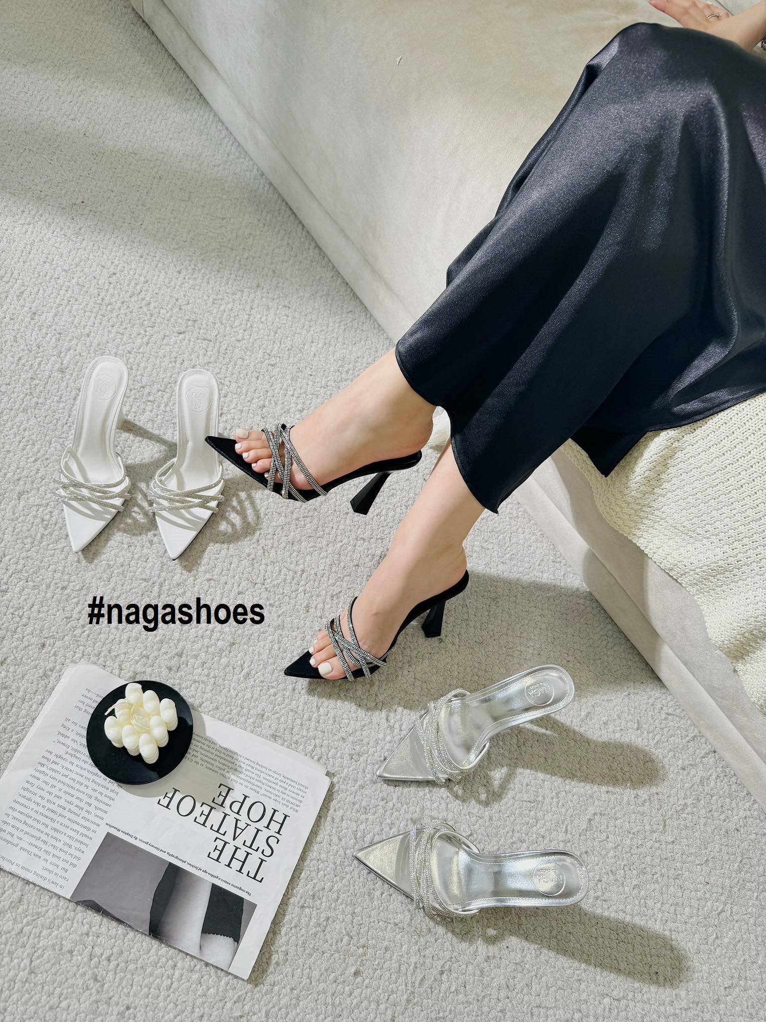 DÉP NAGASHOES QUAI CHÉO MŨI NHỌN 9P NAD274
