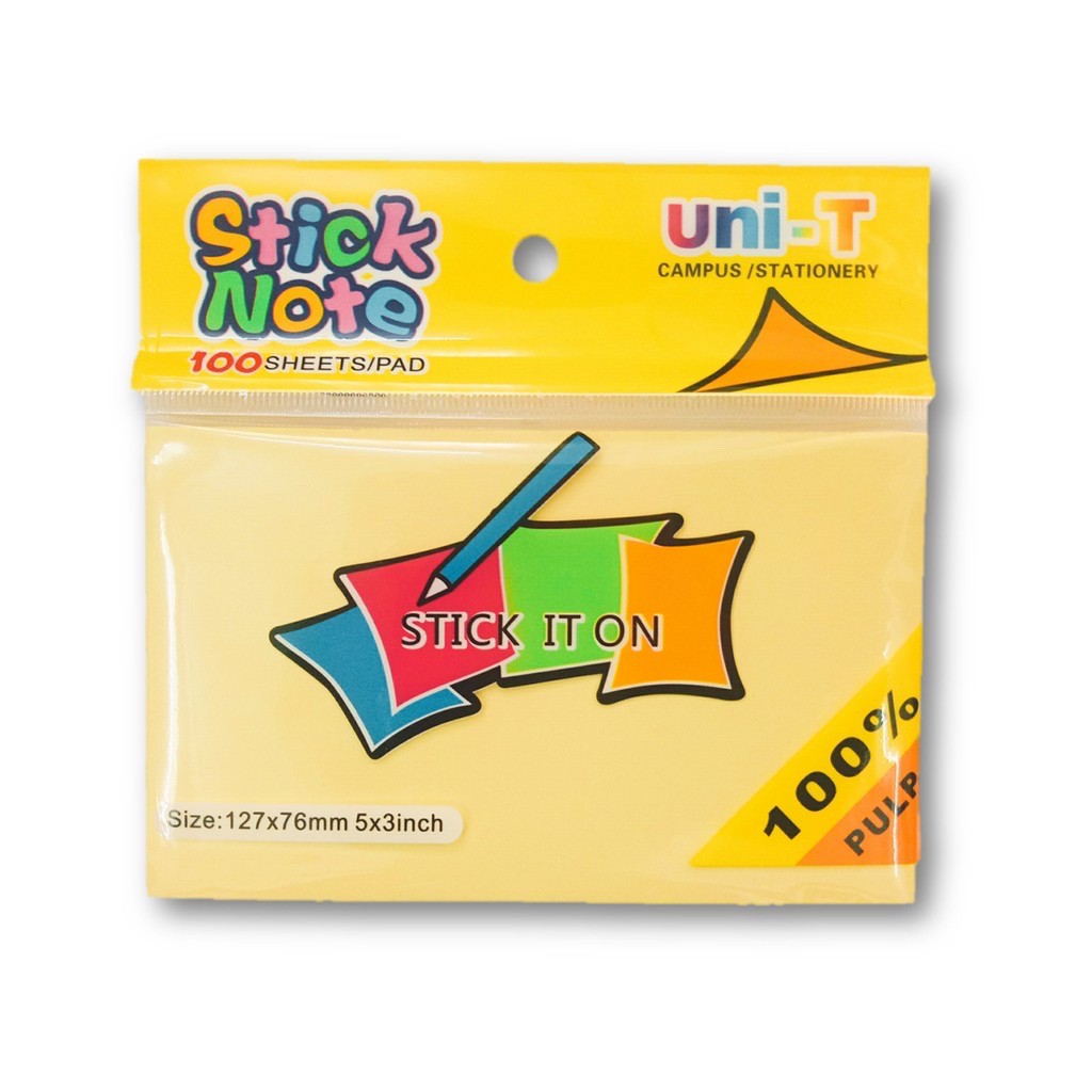 2 xấp giấy note vàng uni-t cỡ 5x3 inch