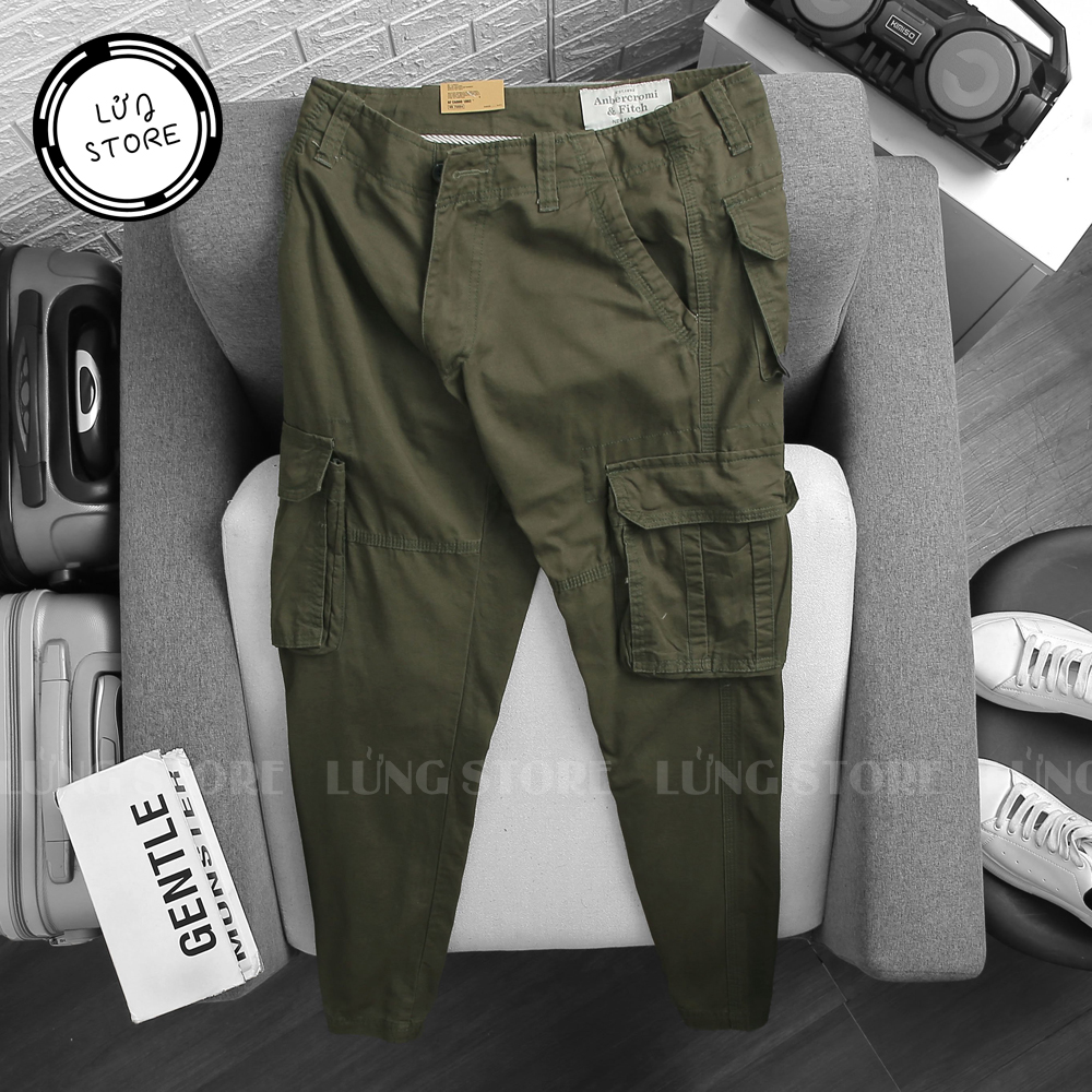 Quần túi hộp nam, quần dài kaki nam cao cấp LỬNG STORE màu xanh lục, màu đen trơn - DA