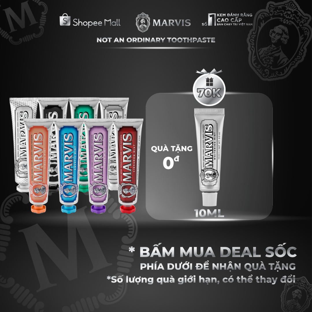 Kem đánh răng Marvis 85ml - Fullsize - Hiệu quả loại bỏ mảng bám, sạch răng thơm miệng