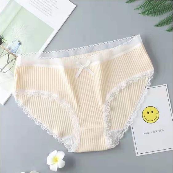 【bán nóng】 Combo 5 quần lót nữ tăm tre kháng khuẩn cotton cao cấp cạp lưới viền ren phối nơ xinh.