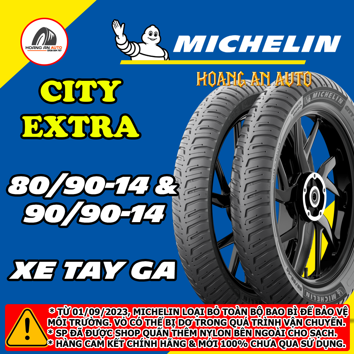 [HCM]Cặp vỏ lốp xe Michelin City Extra (gai mới nhất) cho Airblade Vario Vision Click...80/90-14 và 90/90-14 vỏ không ruột - giá 1 cặp