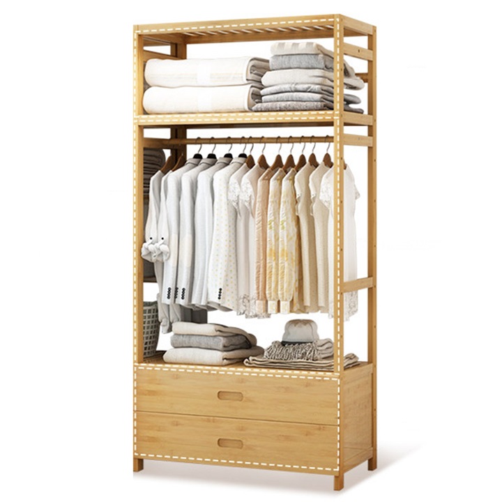 Tủ quần áo gỗ TRE 100% dài 70cm, tủ quần áo giá rẻ, tủ quần áo lắp ráp TUR068