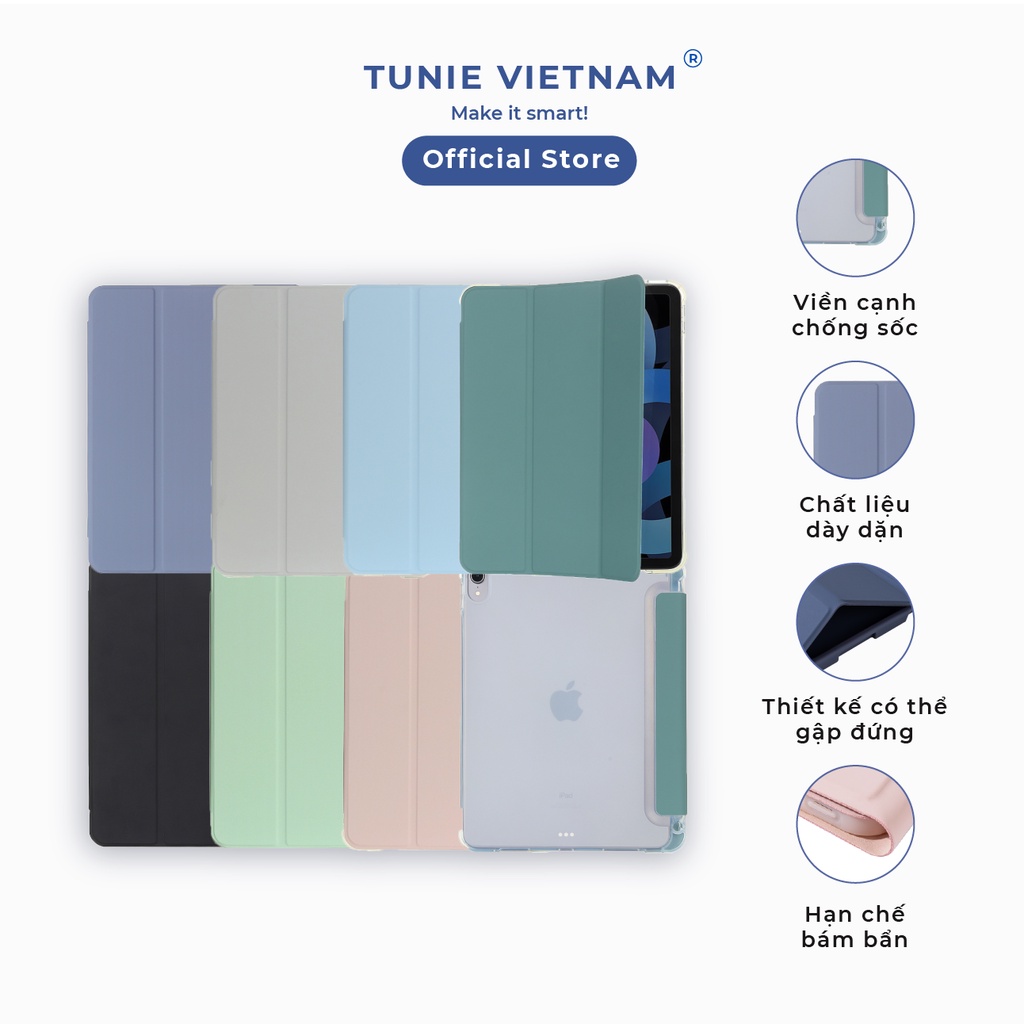 Ốp ipad silicon một mặt trong suốt có khay đựng bút dành cho ipad