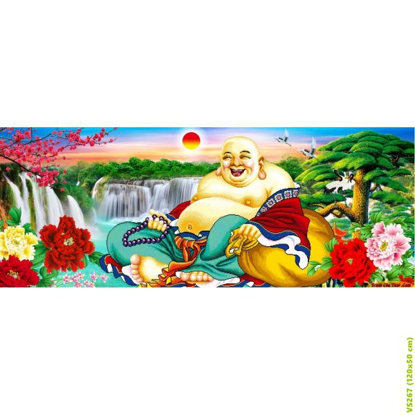 (tranh chưa đính đá) Tranh đính đá Phật Di Lặc kích thước trung bình ✅120×50 cm -️ VS267