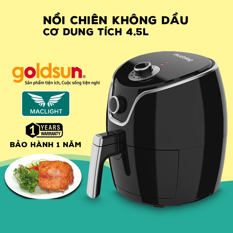 Nồi chiên không dầu goldsun cq1502 điều khiển cơ, dung tích 4.5l.