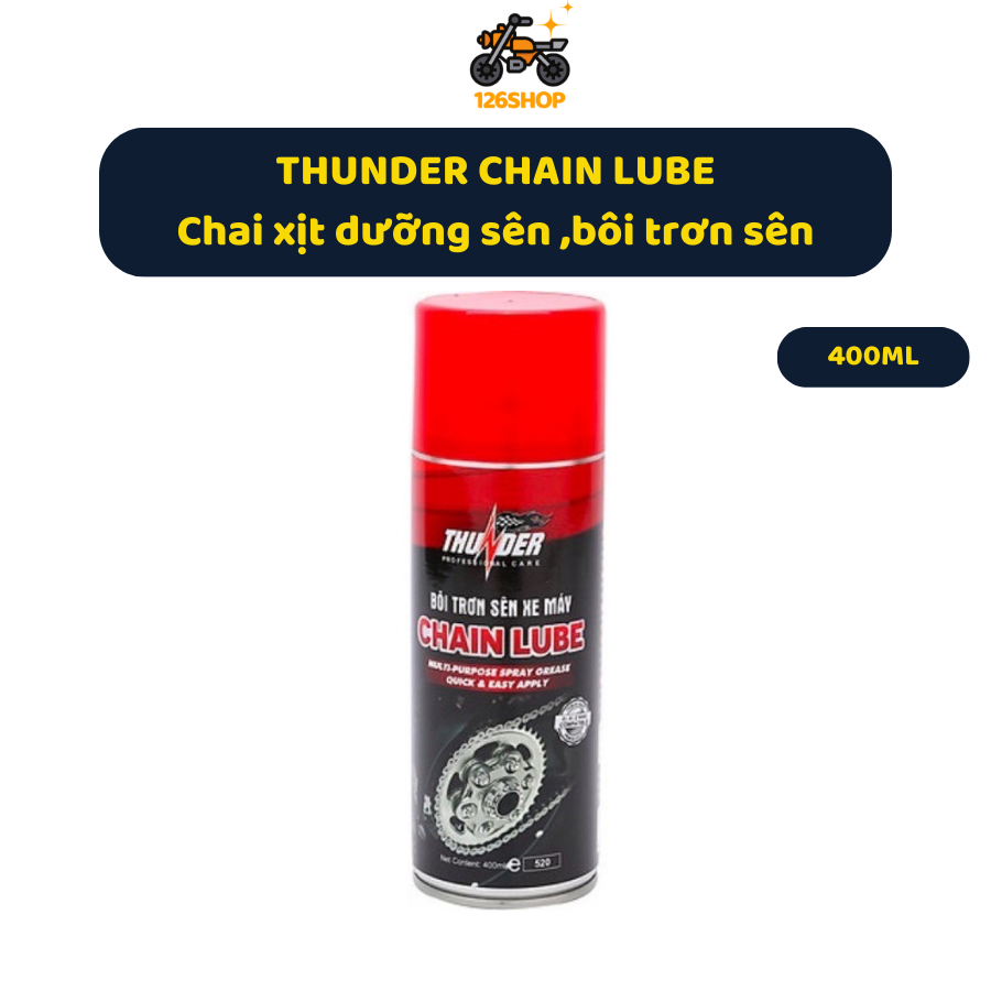 Chai xịt dưỡng sên chống rỉ sét Thunder chain lube 400ml 126Shop