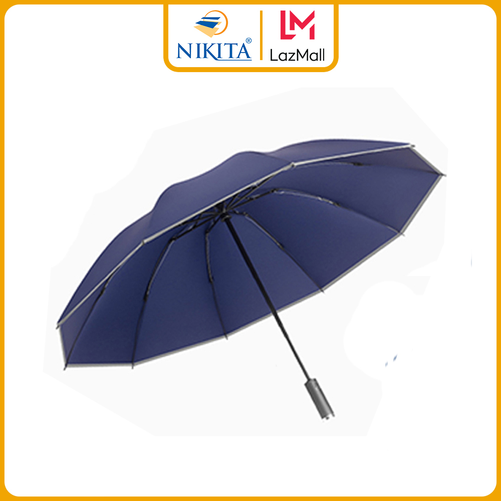 Dù che mưa gập mở tự động - ô mở ngược tránh ướt cho người dùng khi gập, mở - có kết hợp đèn pin viền phản quang nikita 2021