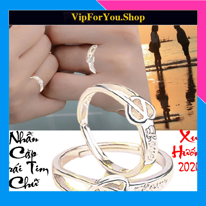 Nhẫn Cặp Đôi Thời Trang Bạc 925 Chữ Love Lãng Mạn Cho Tình Nhân - số lượng 02 chiếc - (tặng hộp đựng nhẫn cực xinh)