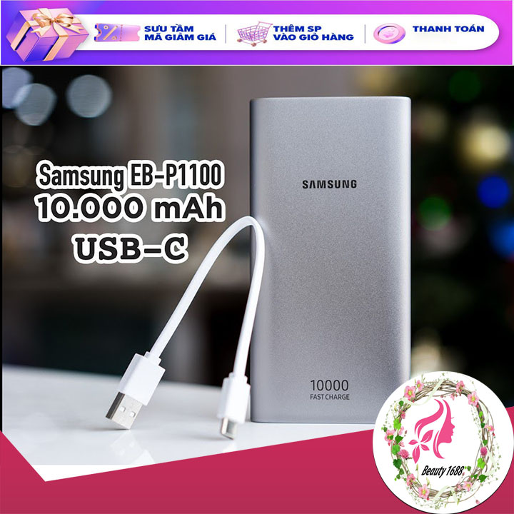 Sạc dự phòng samsung 10000mah - vỏ nhôm nguyên khối - nhỏ gọn tiện dụng - bền bỉ