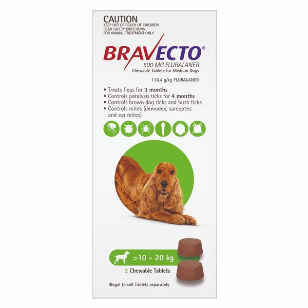 Bravecto Cho Cún - Phòng Ve, Rận, Bọ Chét, Ghẻ Demodex Trên Chó Lẻ Viên 4.5-10kg, 10-20kg, 20-40kg, 40-56kg