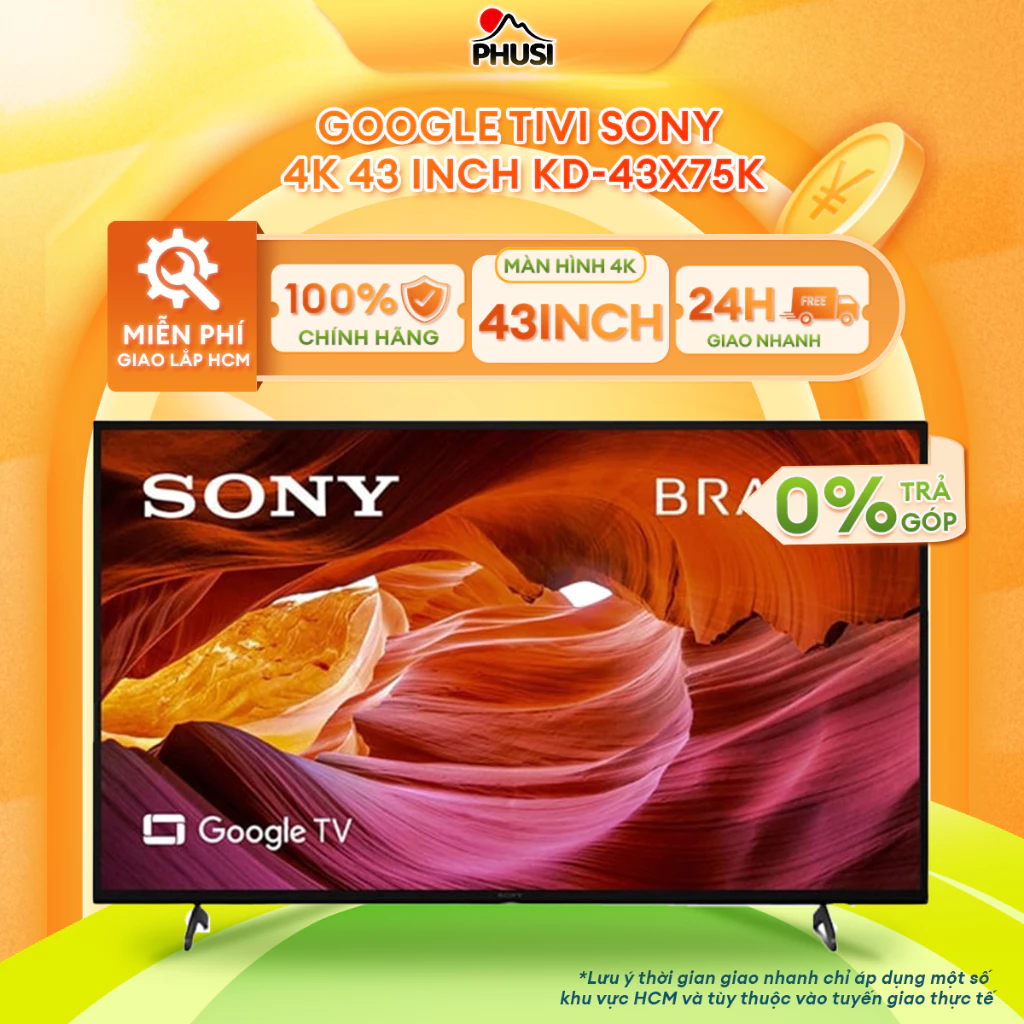  ✅ HCM  TRẢ GÓP 0%  Google Tivi Sony 4K 43 inch KD-43X75K Hệ điều hành Google TV Giao hàng miễn phí HCM - HÀNG CHÍNH HÃNG 