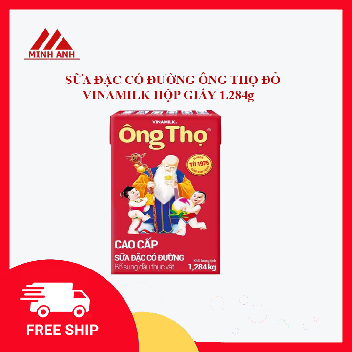 Sữa Đặc Có Đường Ông Thọ Đỏ Hộp Giấy 1,284kg, sữa đặc có độ đạm cao, vị thơm ngon đậm đà, sánh đặc, cung cấp nguồn dinh dưỡng cần thiết cho cả gia đình