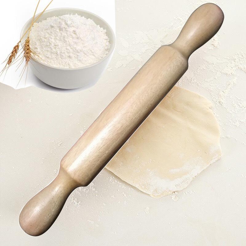 Cây Cán Bột Bằng Gỗ Có Tay Cầm 30Cm Tiện Ích