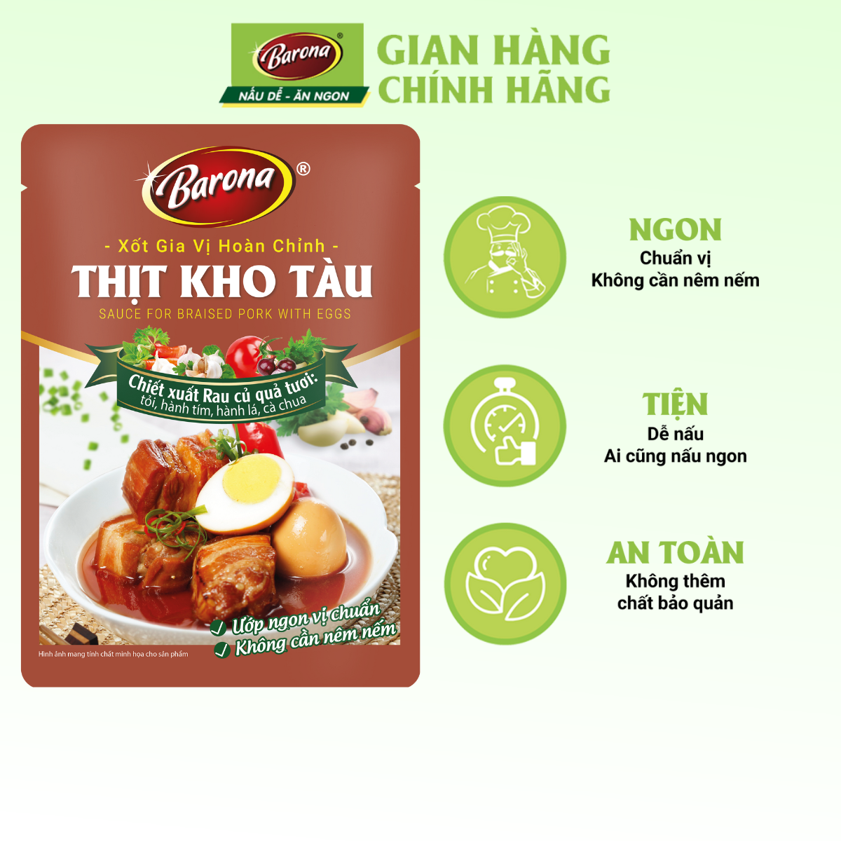 Gia Vị Thịt Kho Tàu Barona 80g ướp ngon chuẩn vị không cần nêm nếm