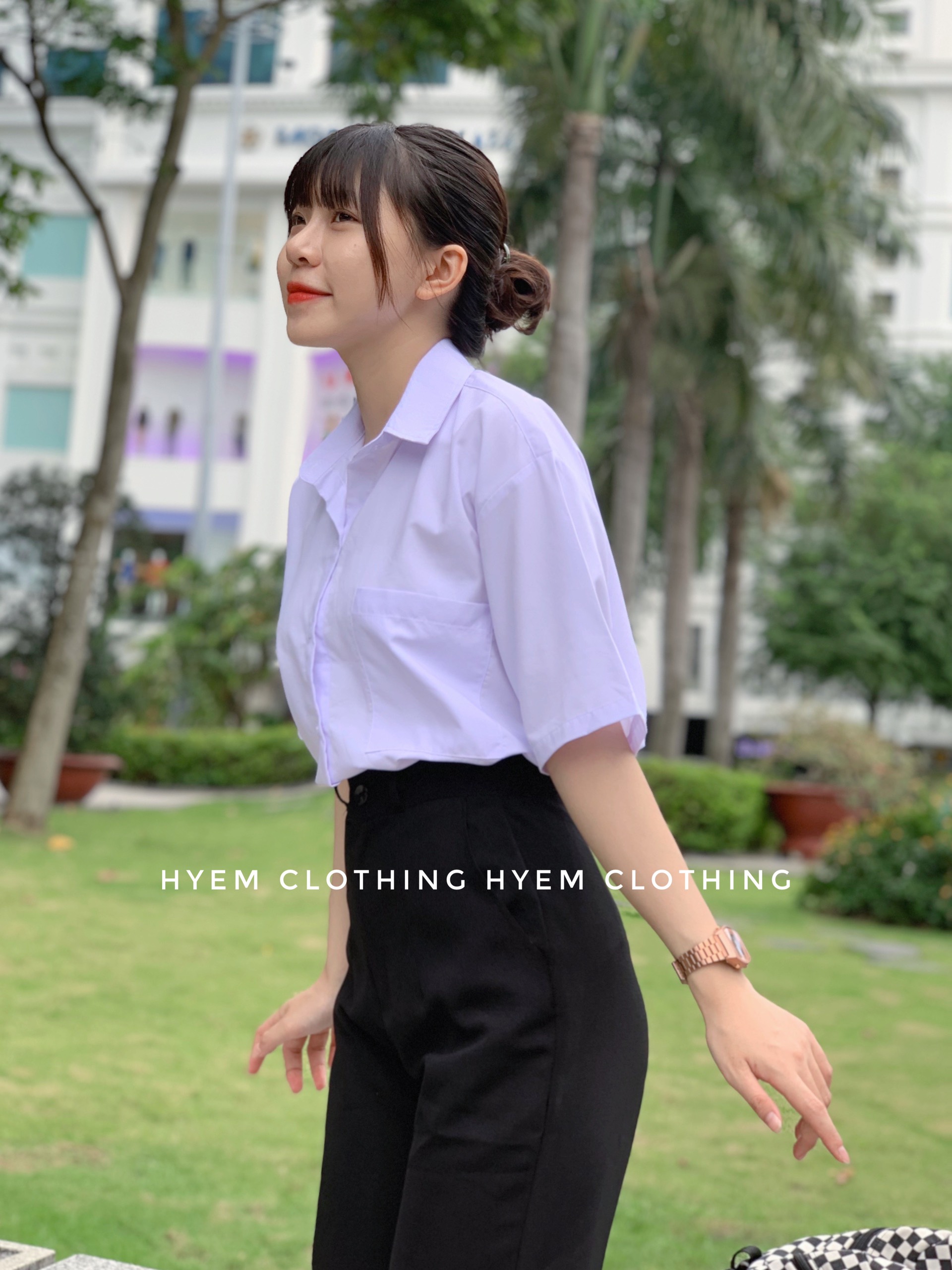 Áo Sơ Mi Nữ Trắng Tay Lỡ Form Rộng Có Size Có Túi/Không Túi Đi Học Đi Làm Dễ Thương Cao Cấp