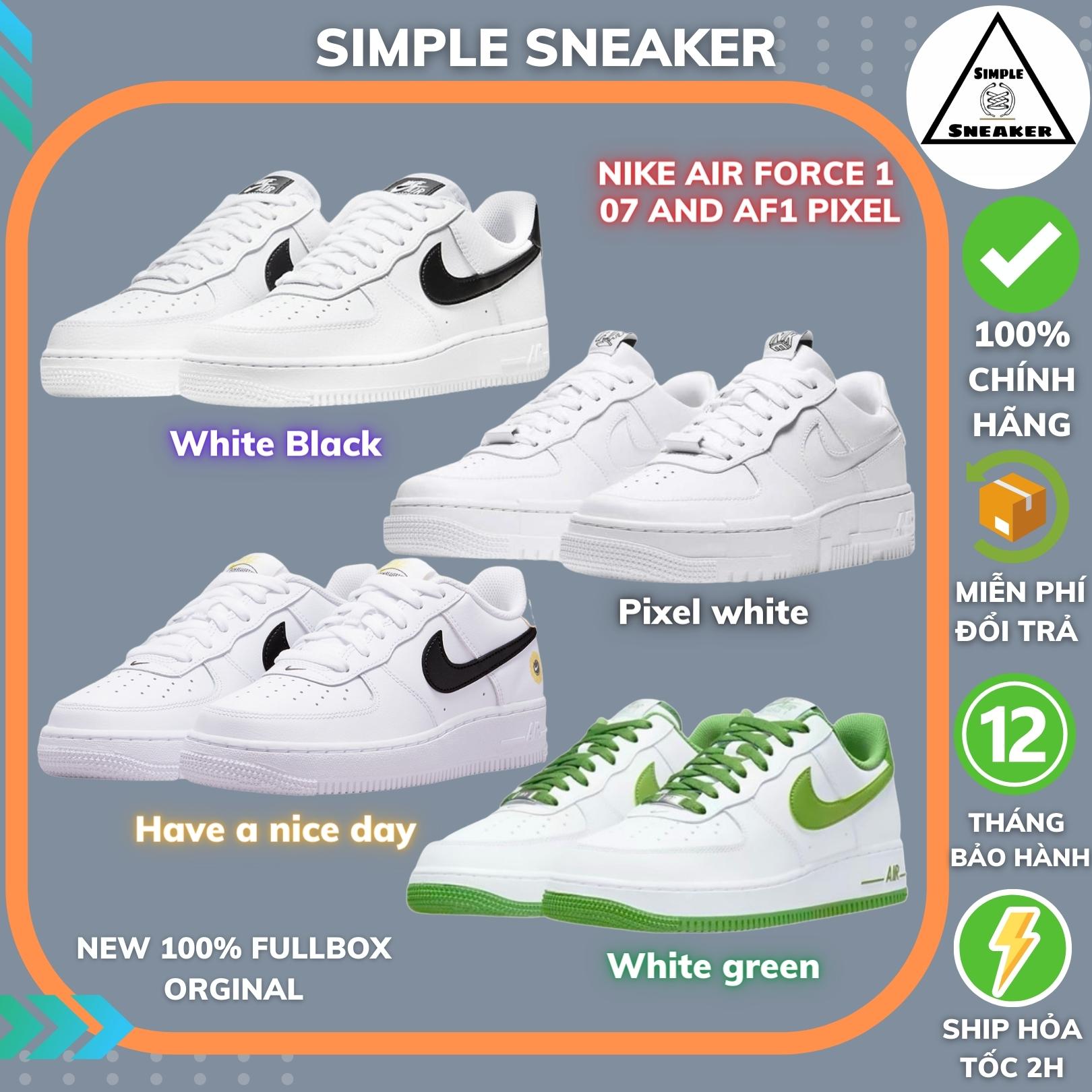 Giày nike air force 1 chính hãng - simple sneaker - nike af1 black swoosh -
