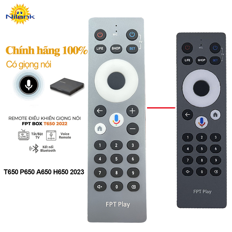   Nilank  Mẫu mới Remote Điều Khiển FPT Play BOX TIVI Chính hãng Khiển Giọng Nói T650 P650 A650 H650 