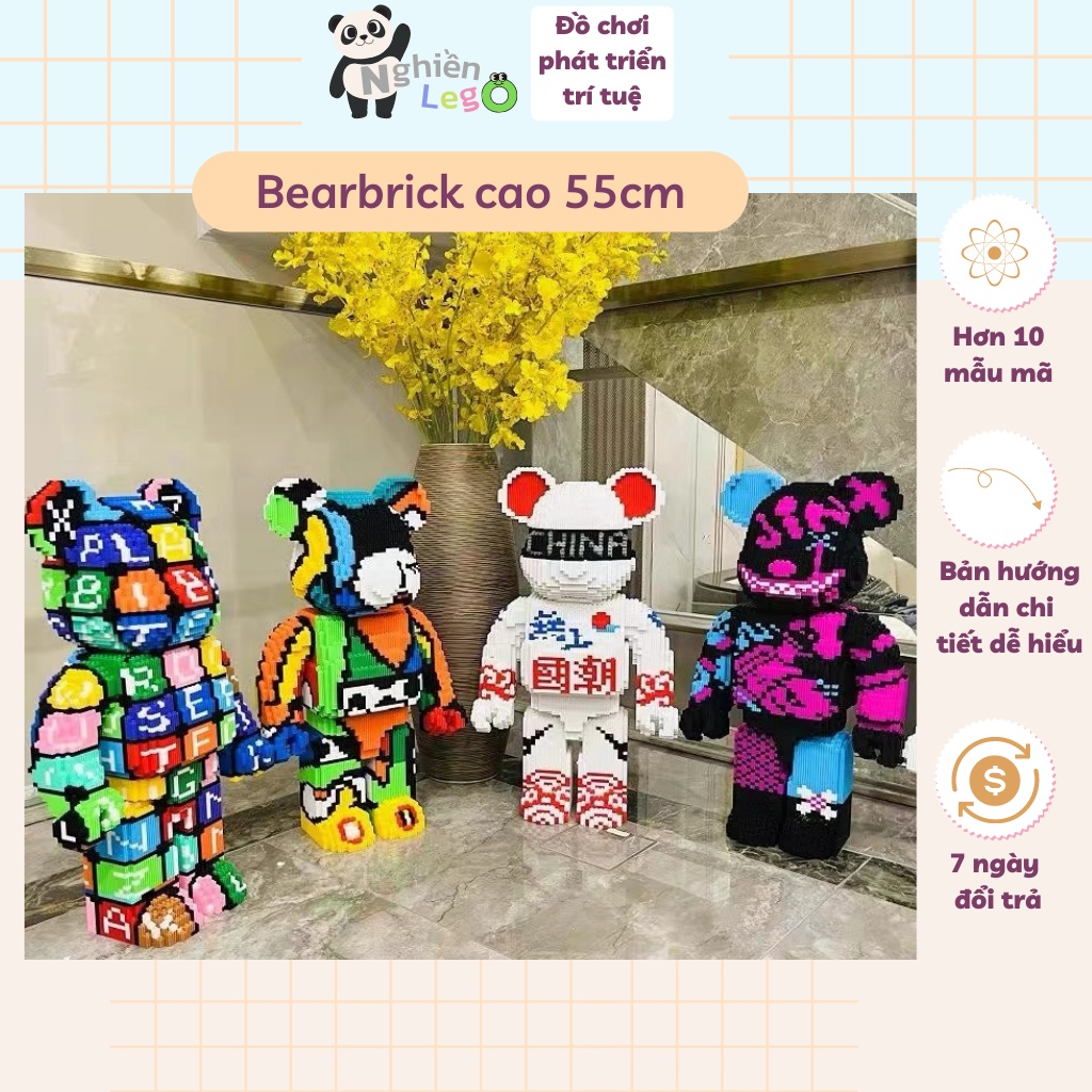 Lego bearbrick lắp ráp mô hình bearbrick 56cm đồ chơi cho bé đồ chơi xếp hình cho bé lắp ráp lego ngiền store size lớn